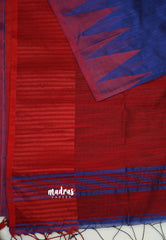 Maheswari - Temple border MS Blue Cotton silk - Madras Sarees