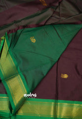 Sico Gadwal brown with green border - Madras Sarees