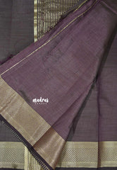 Dual Shade Wine Brown - Raaga - Lightweight Semi tussar bavanji border