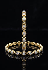 Moksha - Pure Silver Diamond Bangle with Real Gold Finish Traditional Design | Designer Women's Bangle | Size 2.5