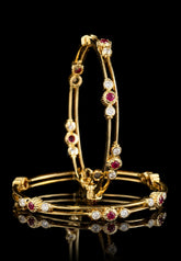 Moksha - Pure Silver Diamond Bangle with Real Gold Finish | Designer Women's Bangle | 2.5 Size
