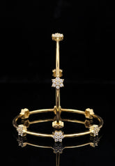Moksha - Pure Silver Diamond Bangle with Real Gold Finish Floral Design | Designer Women's Bangle | Size 2.5