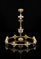 Moksha - Pure Silver Diamond Bangle with Real Gold Finish with Flower Design | Designer Women's Bangle | Size 2.5