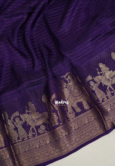 Jamun Purple - Durga - Banarasi Premium Viscose Silk Vairaoosi Weaving with Traditional Ambari Yanai Border- Best for Wedding Functions
