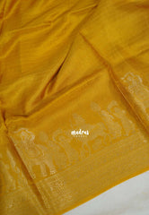 Turmeric Yellow - Durga - Banarasi Premium Viscose Silk Vairaoosi Weaving with Traditional Ambari Yanai Border- Best for Wedding Functions