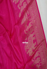 Queen's Pink - Durga - Banarasi Premium Viscose Silk Vairaoosi Weaving with Traditional Ambari Yanai Border- Best for Wedding Functions