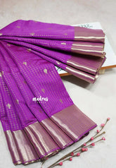 Dark Magenta - Durga - Traditional Banarasi kattam crushed semi soft silk saree