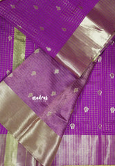 Dark Magenta - Durga - Traditional Banarasi kattam crushed semi soft silk saree