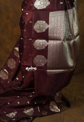 Coffee Brown - Vasantha Raagam - Banarasi mashru Silk with Antique Zari Border and buttas - Perfect for Wedding Wear
