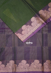 Forest Green with Leaf - Durga - Banarasi Silk Cotton Saree with Zari Weaving with Leaf and Floral Border - Best for Temple Visit