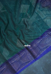 Teal green - Durga - Banarasi Silk Cotton Saree with Zari Weaving - Best for Temple Visit