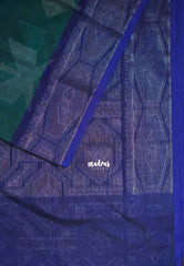 Teal green - Durga - Banarasi Silk Cotton Saree with Zari Weaving - Best for Temple Visit