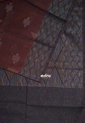 Chocolate Brown - Durga - Banarasi Silk Cotton Saree with Zari Weaving - Best for Temple Visit