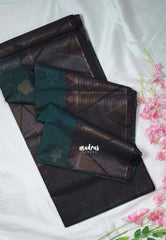 Peacock Jade - Durga - Banarasi Silk Cotton Saree with Zari Weaving - Best for Temple Visit