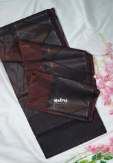 Chocolate Brown - Durga - Banarasi Silk Cotton Saree with Zari Weaving - Best for Temple Visit