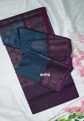 Peacock Blue - Durga - Banarasi Silk Cotton Saree with Zari Weaving - Best for Temple Visit
