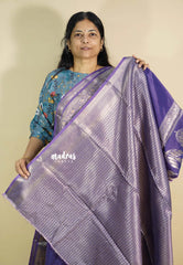 Lavender Purple - Durga banarasi mashru silk with antique zari border and buttas
