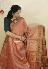 Peach - Durga - Banarasi katan silk full weaving body