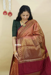 Peach - Durga - Banarasi katan silk full weaving body