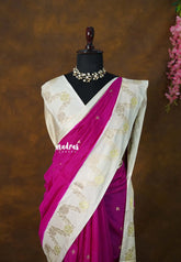 Magenta Pink - Durga - Banarasi Soft Katan Silk with Skirt Border - Best for Festive Wear