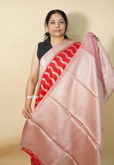 Classic Rich Red - Durga - Banarasi soft katan silk zari weaving with Zari Border