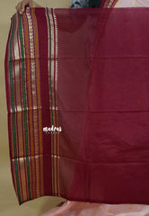 Pastel Pink - Durga - Banarasi soft katan silk with big border