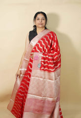 Classic Rich Red - Durga - Banarasi soft katan silk zari weaving with Zari Border