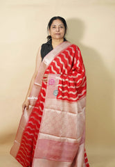 Classic Rich Red - Durga - Banarasi soft katan silk zari weaving with Zari Border
