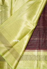 Coffee Brown Glow with Green - Durga - Banarasi soft katan silk