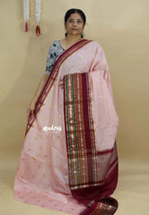 Pastel Pink - Durga - Banarasi soft katan silk with big border