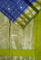 Royal Blue - Durga- Banarasi soft katan silk zari lines weaving with rettapet border