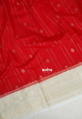 Spicy Red - Durga - Banarasi Soft Katan Silk with Floral Border - Best for Pooja Wear | Diwali Function