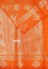 Pulpy orange - Durga - Banarasi katan silk wtih full stripes weaving