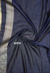 Regal Navy Blue - Durga - Traditional Banarasi warm silk saree