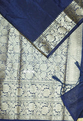 Regal Navy Blue - Durga - Traditional Banarasi warm silk saree