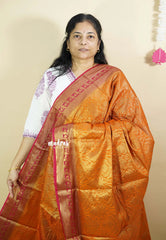 Orange - Durga - Banarasi katan silk full weaving body