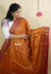 Orange - Durga - Banarasi katan silk full weaving body