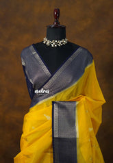Mango Yellow - Durga - Banarasi Soft Katan Silk with Border - Best for Festive Wear