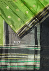 Parrot Green Glow - Durga - Banarasi soft katan silk with big border