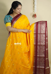 Mango Yellow - Durga - Banarasi soft warm silk with zari border