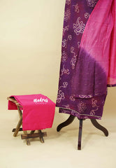 Amitha – Plum Purple Elegand bandhani dualshade semi silk salwar suit with v neck and mul cotton dupatta and bottom