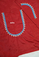 Chilli red - Mayuri - 1 mtr Silk Cotton Embroidered Blouse Piece – Rajasthani Woman Motif
