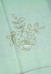 Mint Green - Fancy cotton Saree with Tube Beats Zardosi Work Buttas and Pallu - Perfect for Office Wear | Summer Wear | Casual Wear