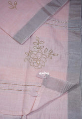 Peach Blush - Fancy cotton Saree with Tube Beats Zardosi Work Buttas and Pallu - Perfect for Office Wear | Summer Wear | Casual Wear