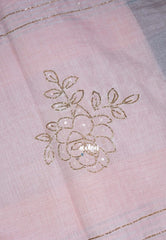 Peach Blush - Fancy cotton Saree with Tube Beats Zardosi Work Buttas and Pallu - Perfect for Office Wear | Summer Wear | Casual Wear