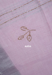 Frost Pink - Fancy cotton Saree with Tube Beats Zardosi Work Buttas and Pallu - Perfect for Office Wear | Summer Wear | Casual Wear