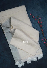 Muted Beige - Fancy cotton Saree with Tube Beats Zardosi Work Buttas and Pallu - Perfect for Office Wear | Summer Wear | Casual Wear