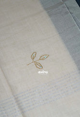 Muted Beige - Fancy cotton Saree with Tube Beats Zardosi Work Buttas and Pallu - Perfect for Office Wear | Summer Wear | Casual Wear
