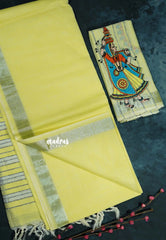 Lime Yellow – Fancy Cotton Saree with Embroidery Blouse