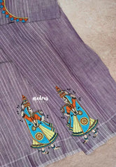 Dusky Purple – Fancy Cotton Saree with Embroidery Blouse